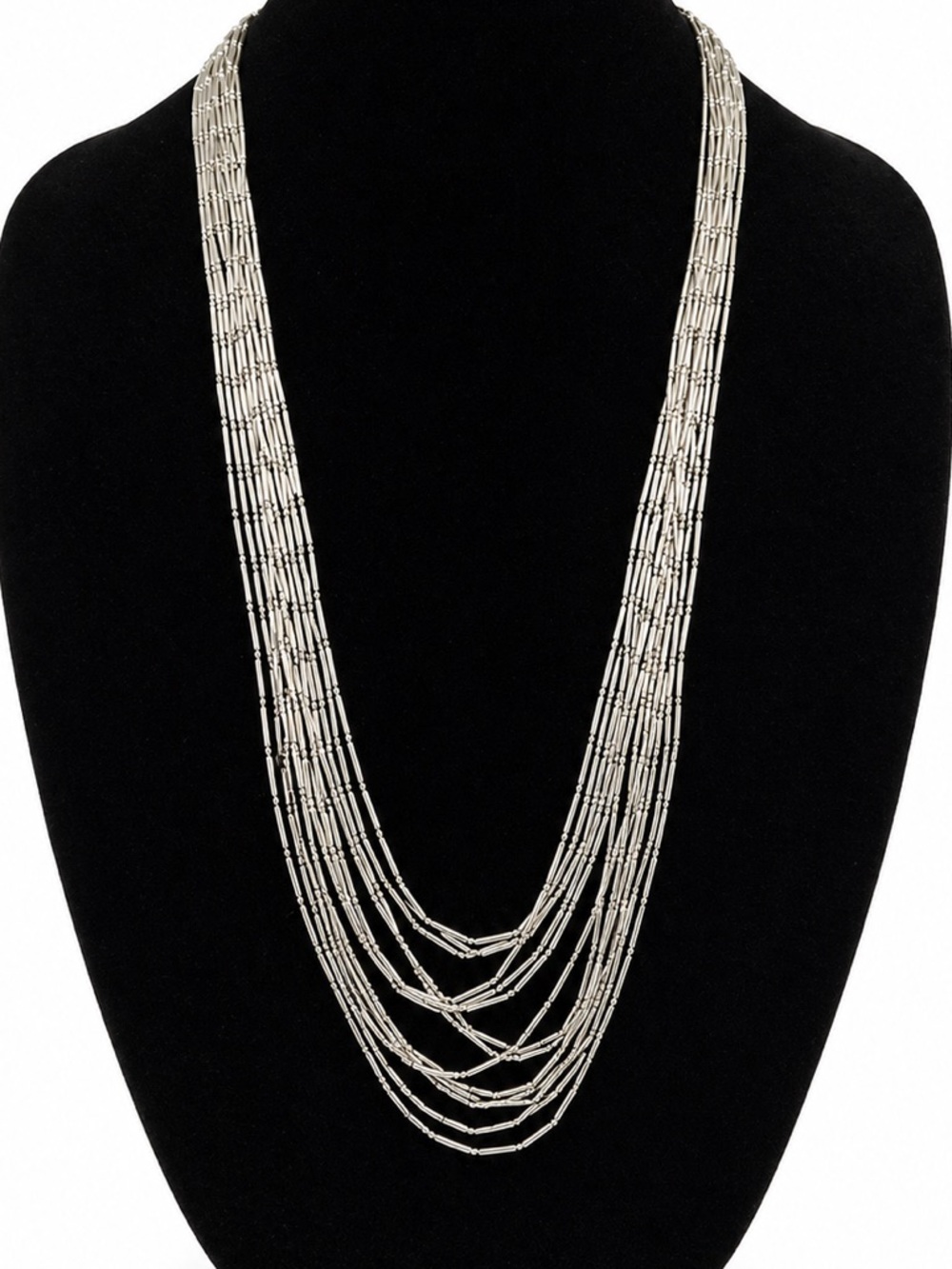 Coldwater Creek‎ Layered Silver Multi-Strand Beaded Necklace for Women